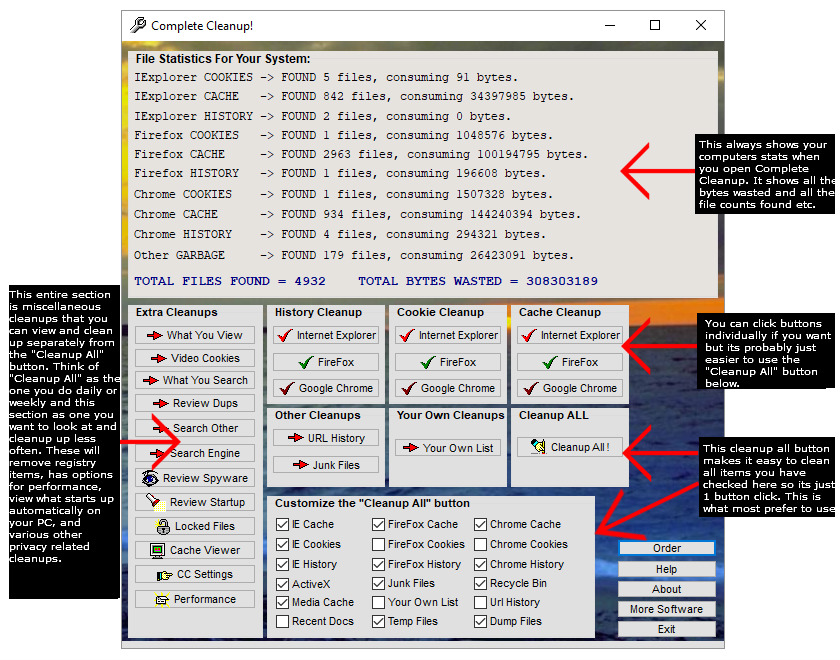 Disk cleanup software screenshot - Windows